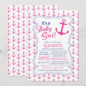 Het is een baby meisje anker nautisch Baby shower Kaart (Voorkant / Achterkant)