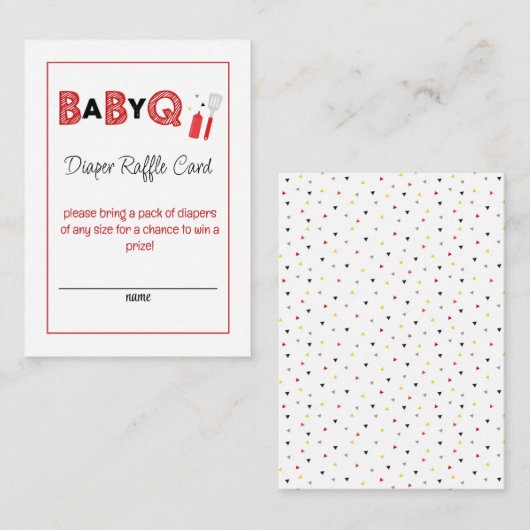 Het is een Baby Q Luier Raffle Kaart (Voorkant / Achterkant)