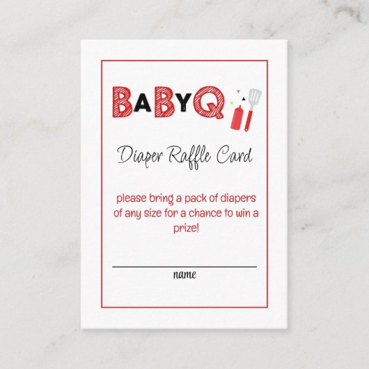 Het is een Baby Q Luier Raffle Kaart (Voorkant)