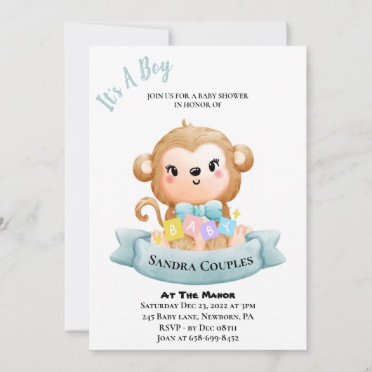 Het is een Baby shower-aap-uitnodiging Kaart (Voorkant)