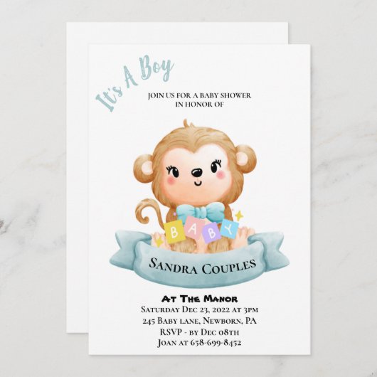 Het is een Baby shower-aap-uitnodiging Kaart (Voorkant / Achterkant)