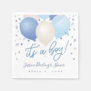 Het is een Baby shower Blue ballonnen. Servet