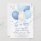 Het is een Baby shower Blue Balloons en Confetti. Kaart (Voorkant)