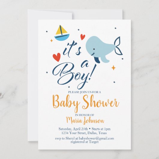 Het is een Baby shower Blue Nautical Ocean Kaart (Voorkant)