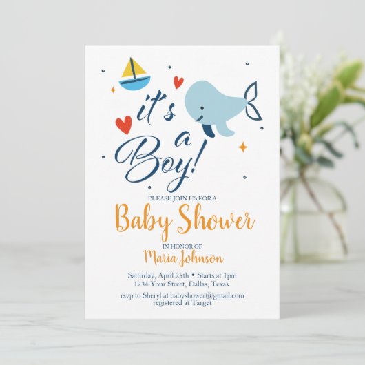 Het is een Baby shower Blue Nautical Ocean Kaart (Staand voorkant)