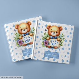 Het is een baby shower gastenboek met teddybeer