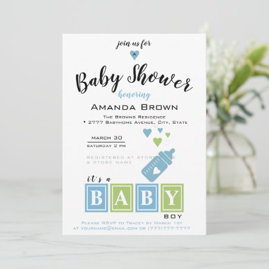 Het is een Baby shower. Kaart (Staand voorkant)