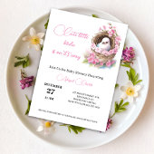 Het is een baby shower kaart van een meisje met bl