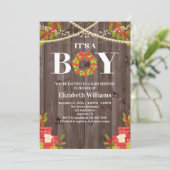 Het is een Baby shower met een knuppige kerstmis. Kaart (Staand voorkant)