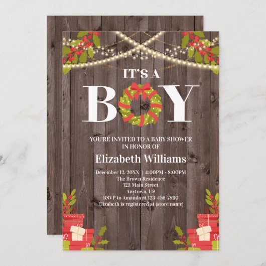 Het is een Baby shower met een knuppige kerstmis. Kaart (Voorkant / Achterkant)