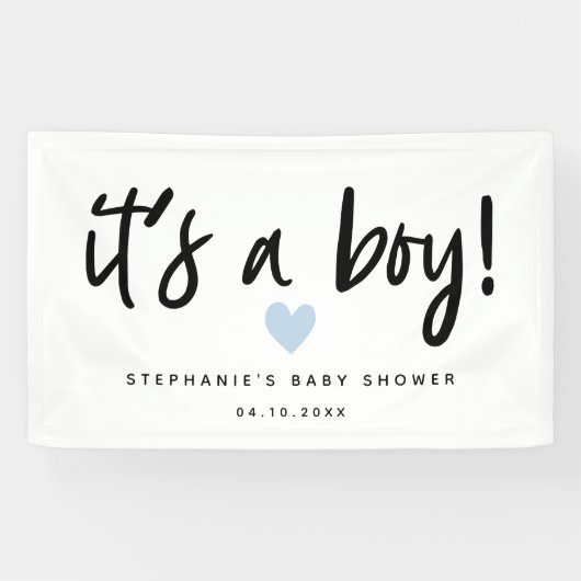 het is een baby shower met een simpel blauw hart spandoek (Horizontaal)