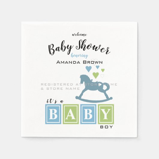 Het is een Baby shower. Servet (Voorkant)