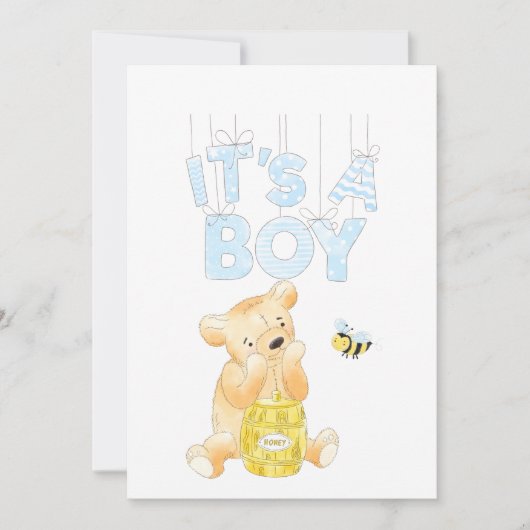 Het is een Baby shower Teddy Bear Honey Bee Kaart (Voorkant)