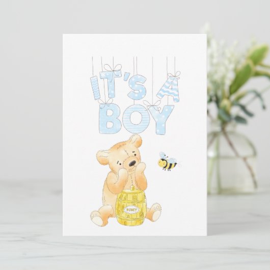 Het is een Baby shower Teddy Bear Honey Bee Kaart (Staand voorkant)