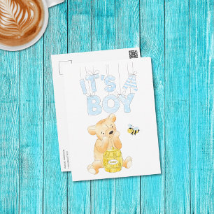 Het is een Baby shower teddybeer Briefkaart