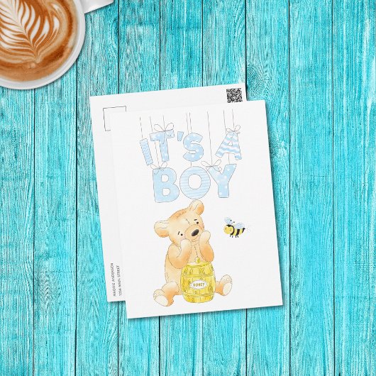 Het is een Baby shower teddybeer Briefkaart