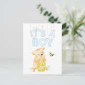 Het is een Baby shower teddybeer Briefkaart (Staand voorkant)