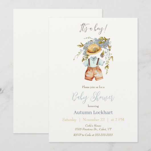 Het is een Baby shower-uitnodiging. Kaart (Voorkant / Achterkant)