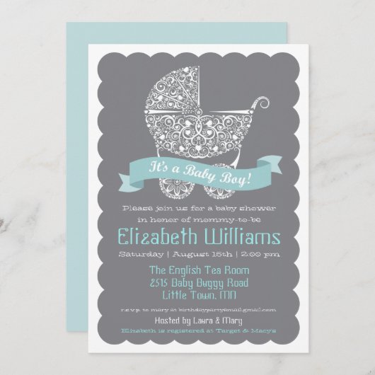 Het is een Baby shower-uitnodiging Kaart (Voorkant / Achterkant)