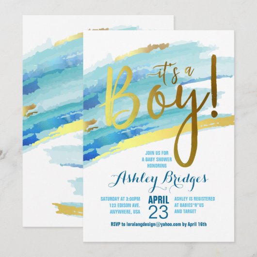 Het is een Baby shower-uitnodiging. Kaart (Voorkant / Achterkant)