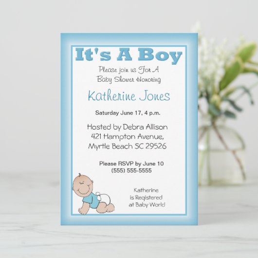 Het is een Baby shower-uitnodiging. Kaart (Staand voorkant)