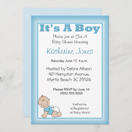 Het is een Baby shower-uitnodiging. Kaart (Voorkant / Achterkant)