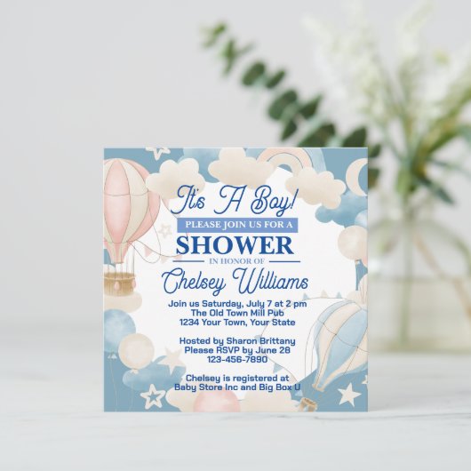 Het is een Baby shower-uitnodiging. Kaart (Staand voorkant)