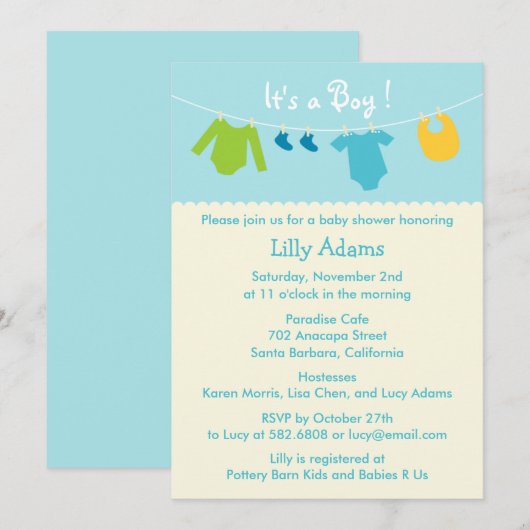 Het is een Baby shower-uitnodiging Kaart (Voorkant / Achterkant)