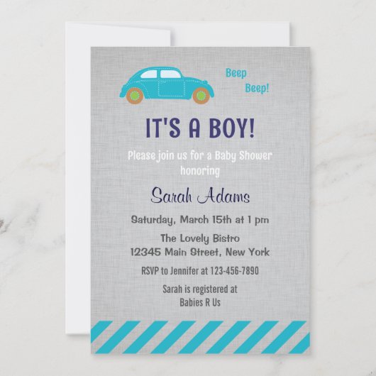 Het is een Baby shower-uitnodiging voor een jongen Kaart (Voorkant)