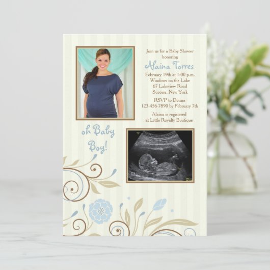 Het is een Baby shower-uitnodiging voor een jongen Kaart (Staand voorkant)