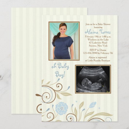 Het is een Baby shower-uitnodiging voor een jongen Kaart (Voorkant / Achterkant)