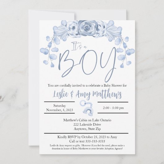 Het is een Baby shower-uitnodiging voor een jongen Kaart (Voorkant)