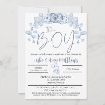 Het is een Baby shower-uitnodiging voor een jongen