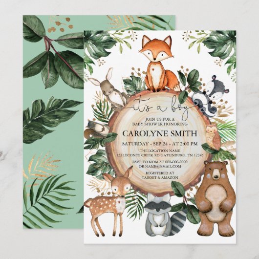 Het is een Baby shower-uitnodiging voor een jongen Kaart (Voorkant / Achterkant)