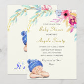 Het is een Baby shower-uitnodiging voor een knul H (Voorkant / Achterkant)