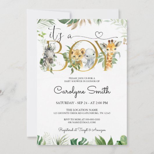 Het is een Baby shower-uitnodiging voor een Oerwou Kaart (Voorkant)