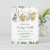 Het is een Baby shower-uitnodiging voor een Oerwou Kaart (Staand voorkant)