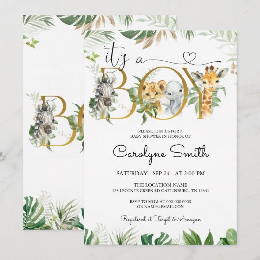 Het is een Baby shower-uitnodiging voor een Oerwou Kaart (Voorkant / Achterkant)