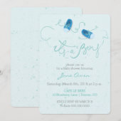 Het is een baby shower-uitnodiging voor jongetblau kaart (Voorkant / Achterkant)