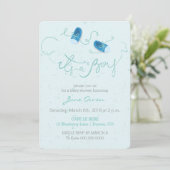 Het is een baby shower-uitnodiging voor jongetblau kaart (Staand voorkant)