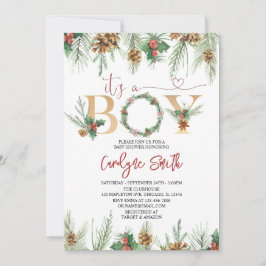 Het is een Baby shower-uitnodiging voor kerst. Kaart