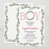 Het is een Baby shower-uitnodiging voor kerstmis. Kaart (Voorkant / Achterkant)