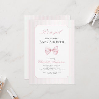 Het is een Baby shower uitnodiging voor meisjes
