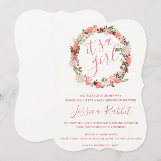 Het is een baby shower-uitnodiging voor meisjes kaart (Voorkant / Achterkant)