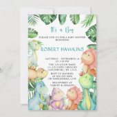 Het is een Baby shower van Boy Dinosaur Kaart (Voorkant)
