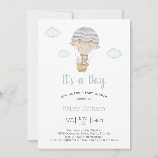 Het is een Baby shower van Boy Woodland Teddy Bear Kaart (Voorkant)