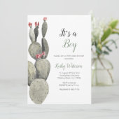 Het is een Baby shower van Cactus Peach Kaart (Staand voorkant)