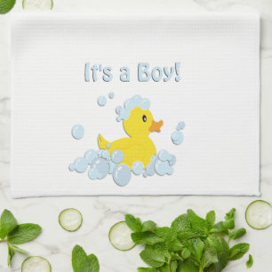 Het is een Baby shower van de Bel van de Jongen Theedoek