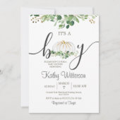 Het is een Baby shower van de Boomboer Pumpkin Gre Kaart (Voorkant)