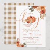 Het is een Baby shower van de Jongen Arch Rustic F Kaart (Voorkant / Achterkant)